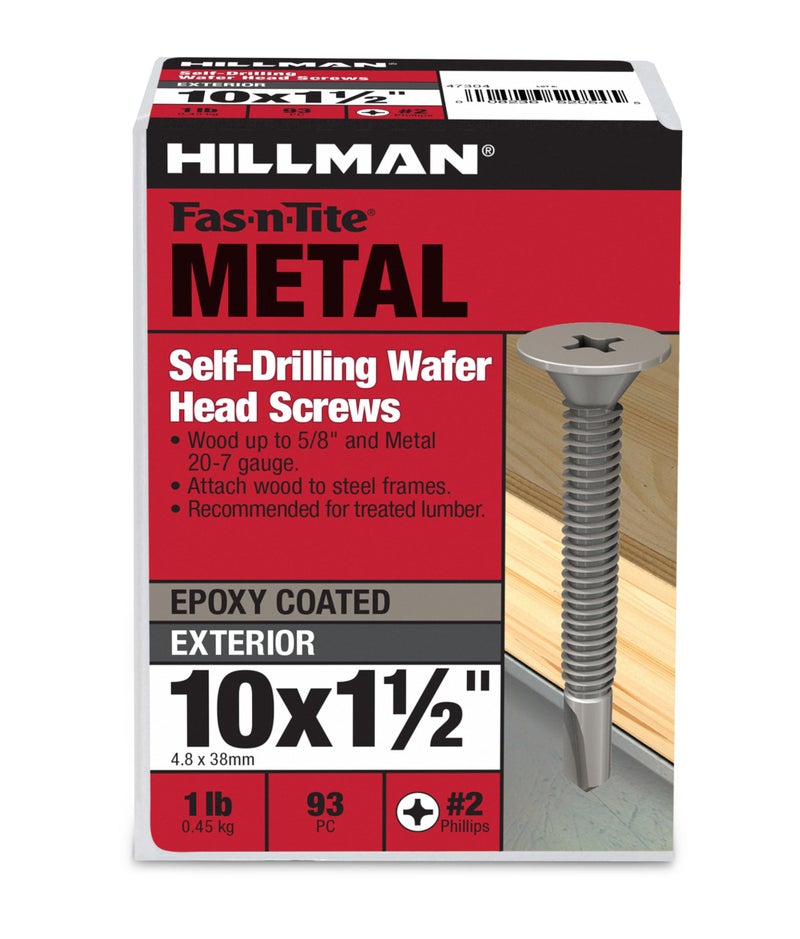 Hillman The Hillman Group 47304 10-24-Inch x 1-1/2-Inch Wafer Head Phillips Self Drilling Screw, 1-Pound, Silver - Image 3